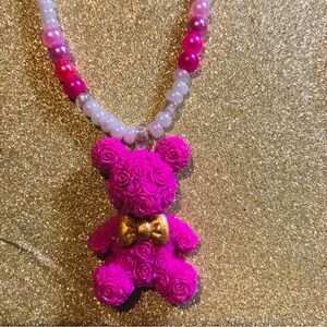 Pink teddy necklaces